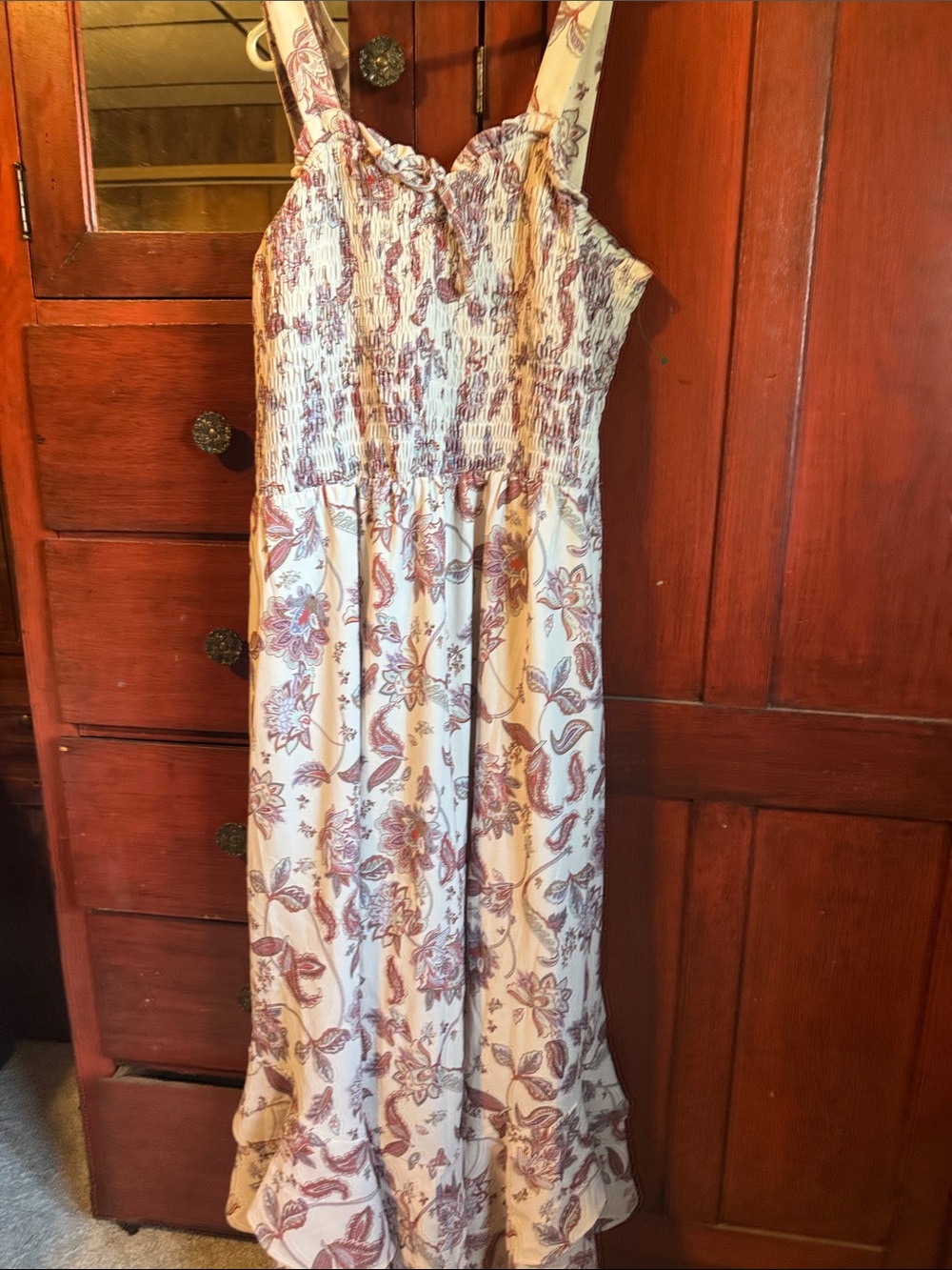 Grace Karin Cream Maxi Dress with Mauve Floral Print